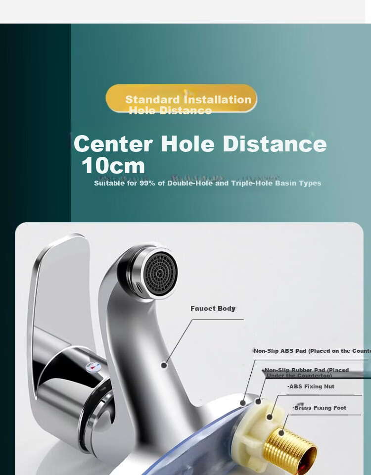 IVORPO [Germany] Dual-Hole Basin Faucet Hot and Cold Water Two-in-One Bathroom Washbasin Faucet 15