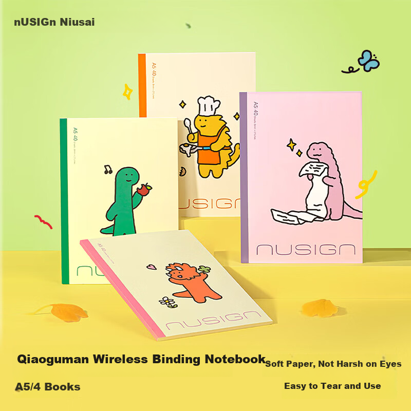 NUSIGN Wireless Binding Notebook A5/40 Sheets 4-Pack NS350-Q - Premium Brand by Deli