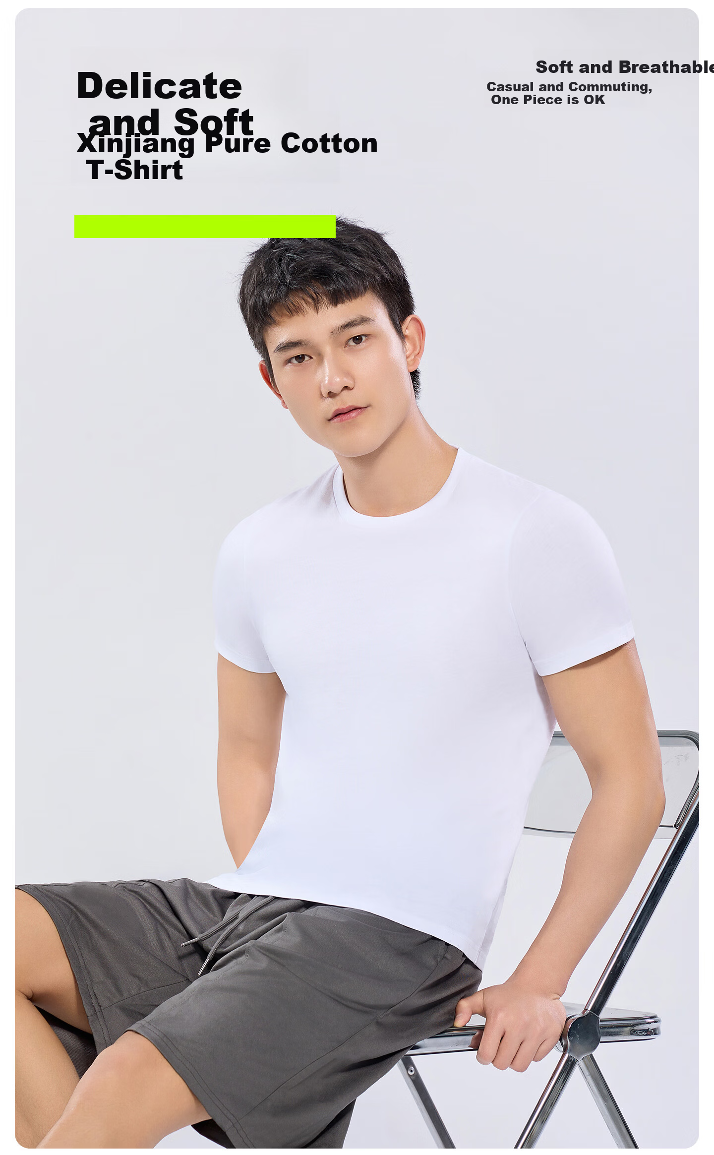 Youkeshu Men's Short Sleeve Summer Pure Cotton Slim Fit Tank Top All Cotton Sweatshirt Sports Fitness Sweat-Absorbing T-Shirt 2