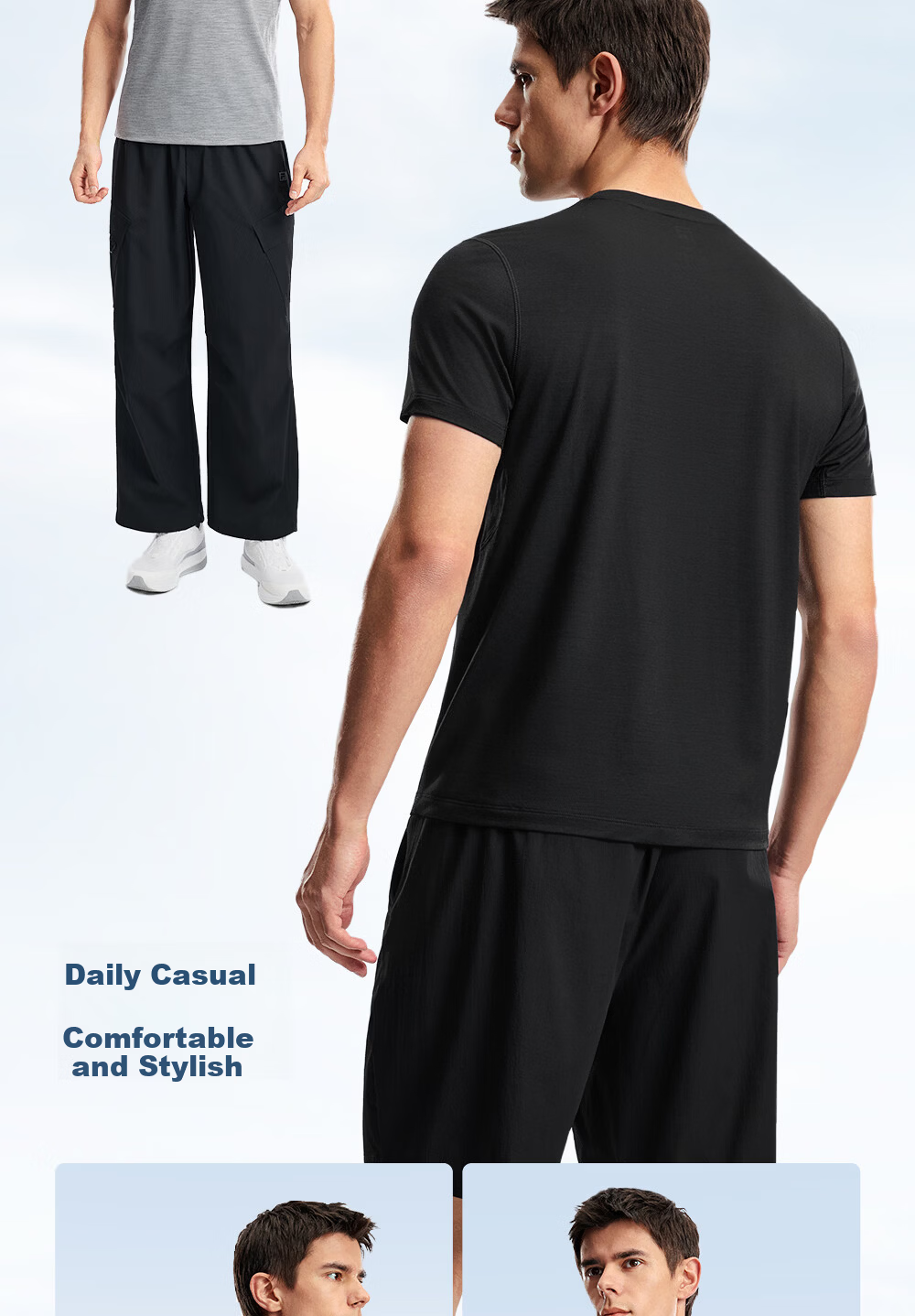 FILA Official Men's Knitted Short Sleeve Shirt 2026 Summer Fitness Sports Basic Crew Neck Merino Wool T-Shirt 10