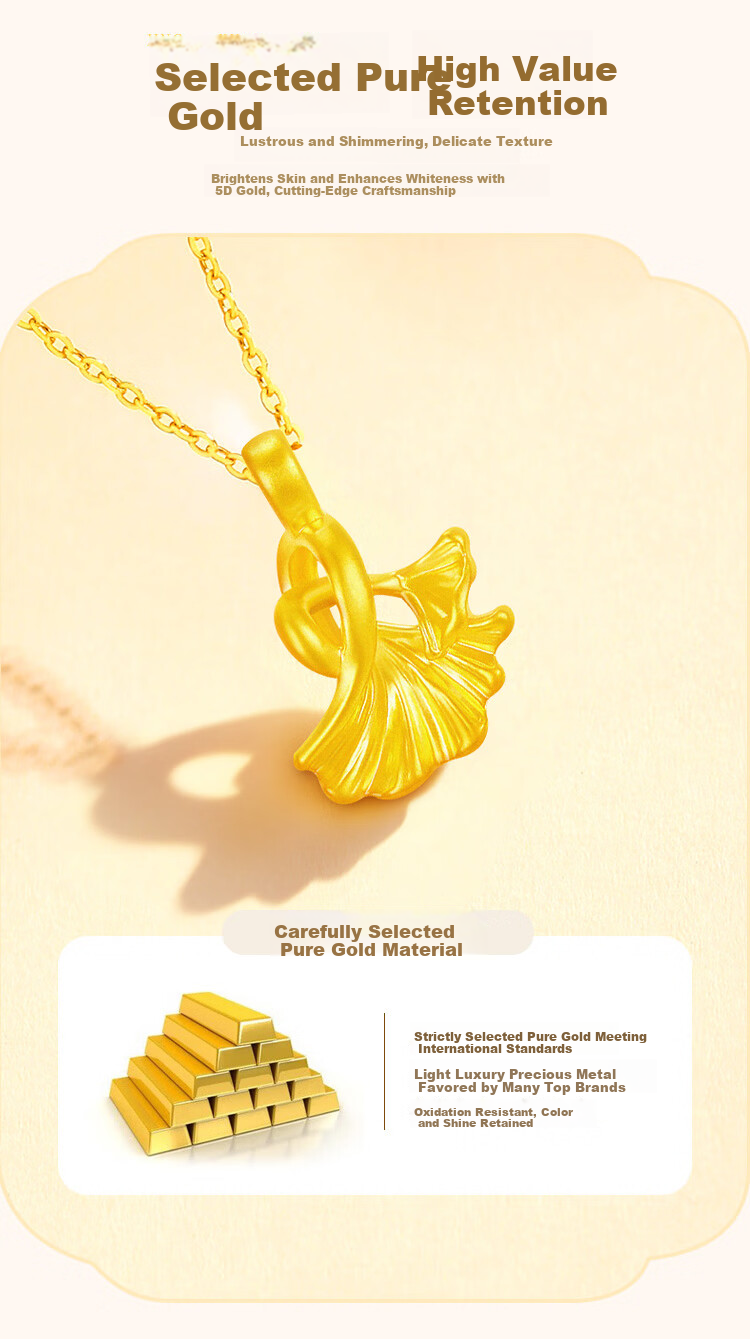 Sino Gem Three Lives with Apricot Gold Necklace Women's 2026 New Pure Gold Pendant High School Entrance Exam Blessing Gift for Girlfriend 3