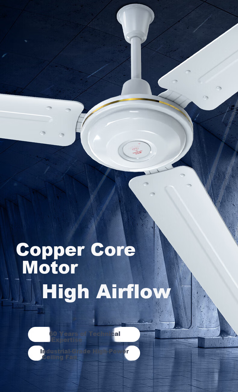 DIAMOND 56-Inch Ceiling Fan Home Living Room Industrial Quiet High Wind Power Ceiling Mounted Fan ZM 56-Inch Five-Blade Large Ceiling Fan with Copper Core Motor 2