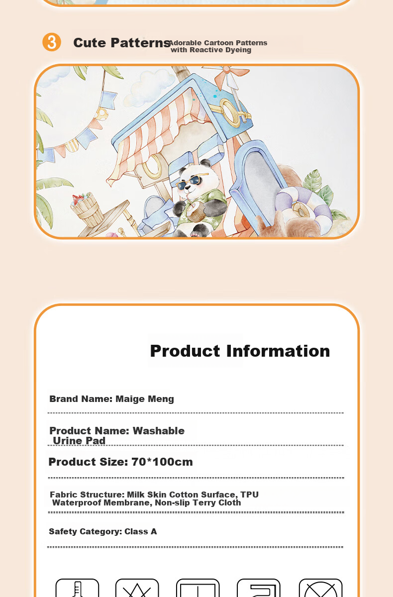Magmorn Baby Washable Antibacterial Breathable Large Urine Pad Composite Care Mattress 70x100cm 7