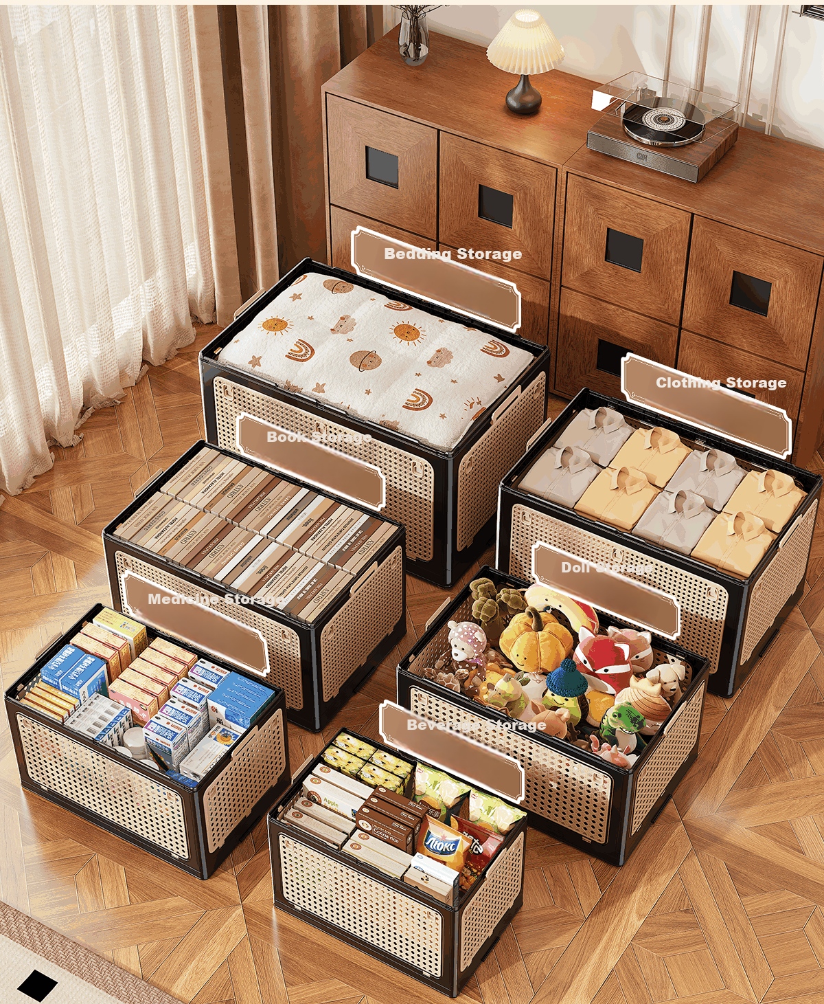 OLA XIANG Foldable Storage Box Large Capacity Plastic Clothes Organizer for Home Living Room Snacks Toys Books 6