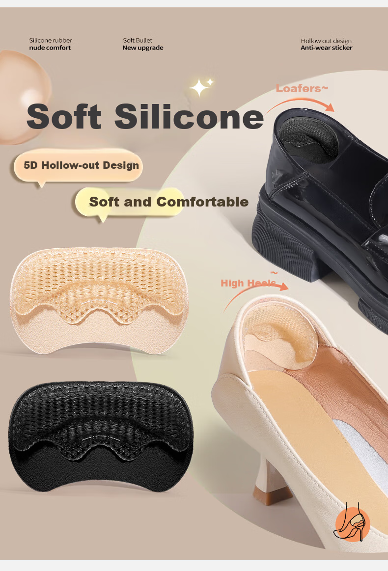 Langsha 2 Pairs Silicone Heel Pads Anti-Slip Heel Protector Prevent Blisters High Heel Insoles Shoe Size Reducer for Women 14
