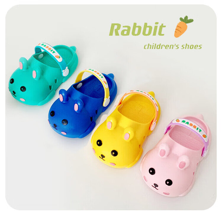 9i9 Kids Summer Cartoon Bunny Soft Sole Non-Slip Sandals Boys Girls Outdoor Beach Shoes B1 Pink Size 25-26 6