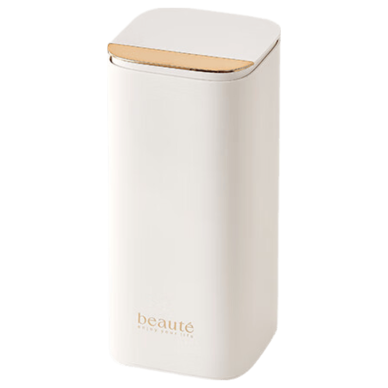 EACHY Makeup Brush Storage Tube, Push-Button Opening, Brush Container, Desktop Storage Box, Dust-Proof with Lid, Lipstick Organizer - Moon White Color