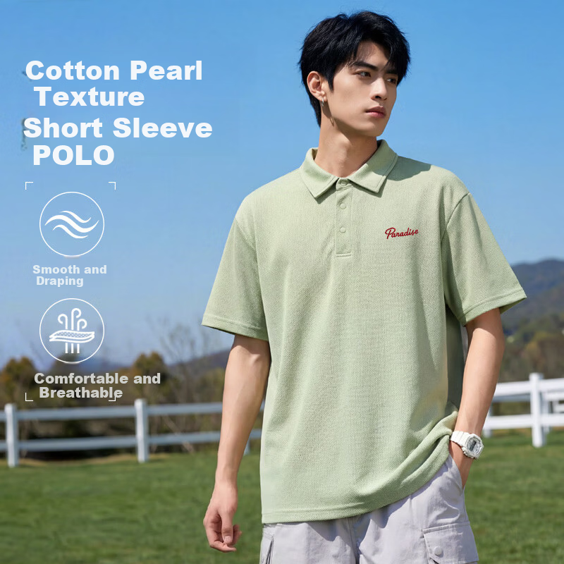 Baleno Heavyweight Cotton Pique Polo Shirt Men Youth 2026 New Breathable Soft Skin-Friendly Summer Casual Short Sleeve