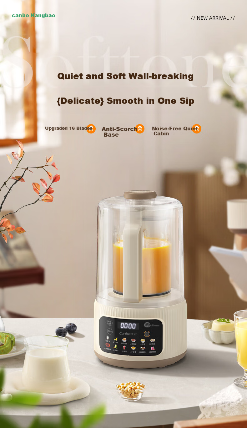 Canbo Blender 1.65L Household Silent Fully Automatic Soy Milk Maker Multifunctional Auto-Clean Reservation Keep Warm Food Processor Multigrain Juice Baby Food Machine SLH-PBJ12 1
