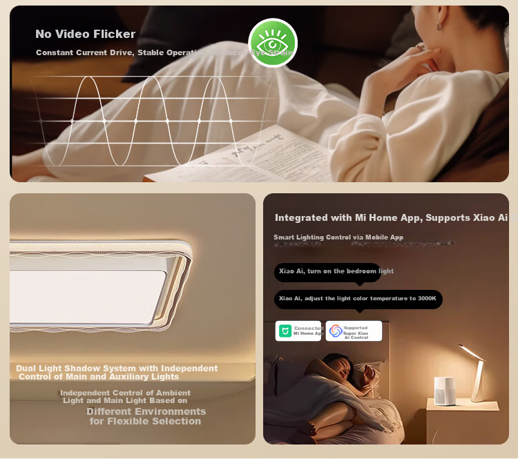 Foshan Lighting Ceiling Lamp Living Room Light Modern Simple Eye Protection LED Mijia Smart Control Platinum Crystal 200W 6