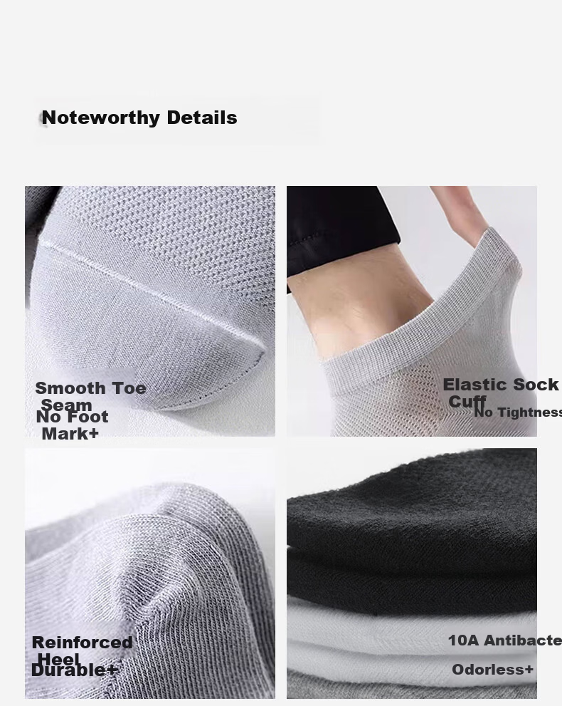 Miiow Disposable Socks New Spring Summer Breathable Mesh 10A Antibacterial Unisex Wash-Free White 10 Pairs 11
