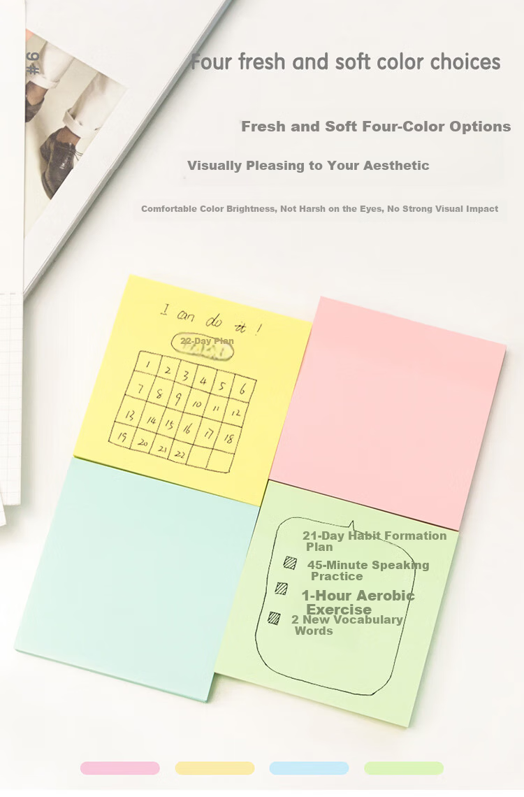 Jufu 400pcs Fluorescent Film Index Label Stickers Memo Notes Small Strips Indicator Sticky Notes School Supplies 6