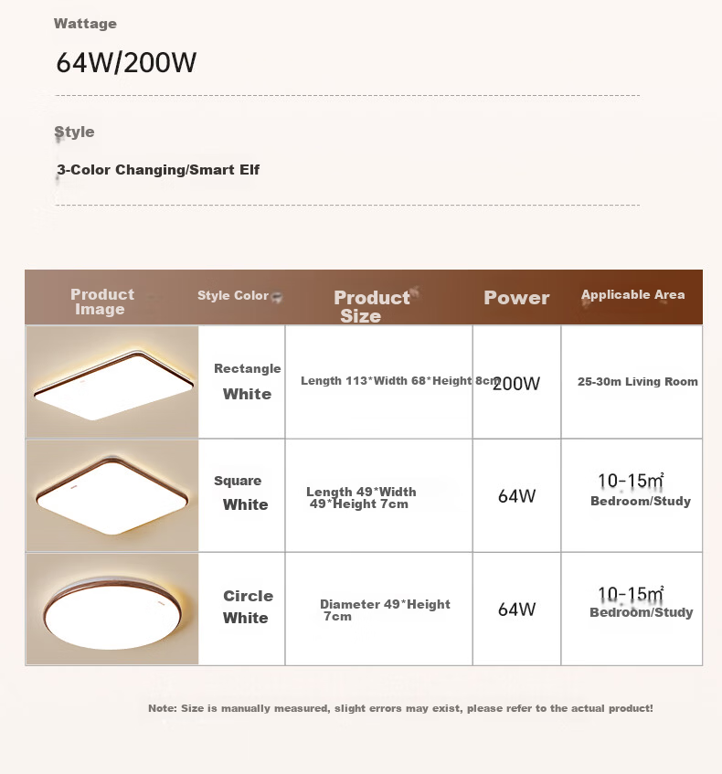 ARROW Arrow Pure Light Eye Protection Ceiling Light Living Room Main Light Smart Walnut Bedroom Lamp Lighting Set 21