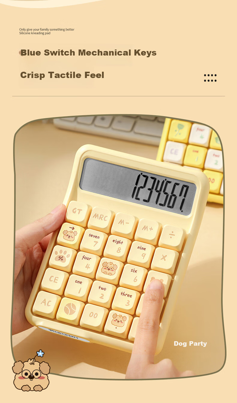Youth Companion Calculator Blue Switch Mechanical Keyboard High-Value 12-Digit Display Multifunction Handheld Stylish Desktop Financial Office School Learning Supplies Fortune Flow 7528X 3