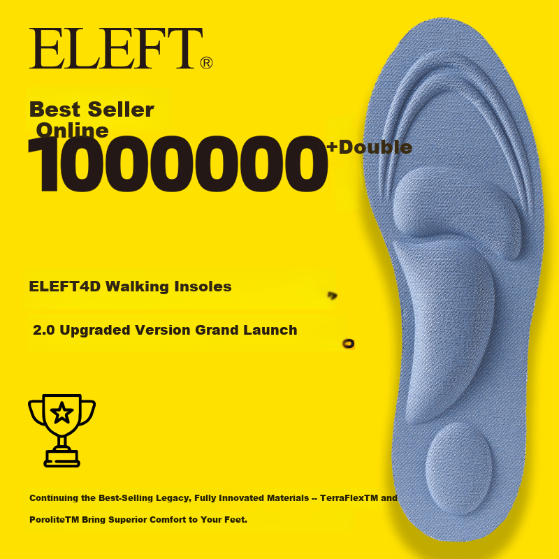 Eleft 4D Massage Sports Insoles for Men Arch Support Shock Absorption Soft Cushioned Anti-Fatigue Odor-Resistant Leather Insoles Light Blue