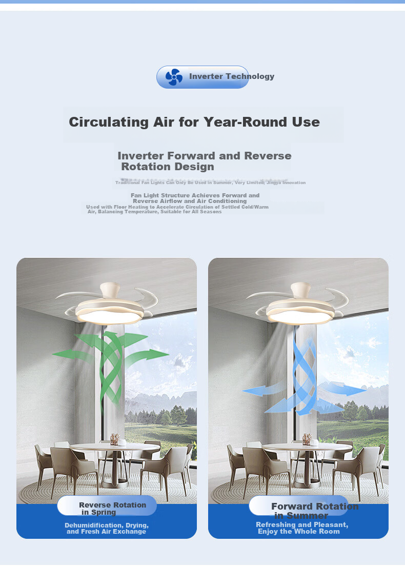 MICOE Full Spectrum Eye Protection Invisible Fan Dining Room Remote Dimming Integrated Ceiling Fan Light Zhongshan Lighting Simple Wind Series 4