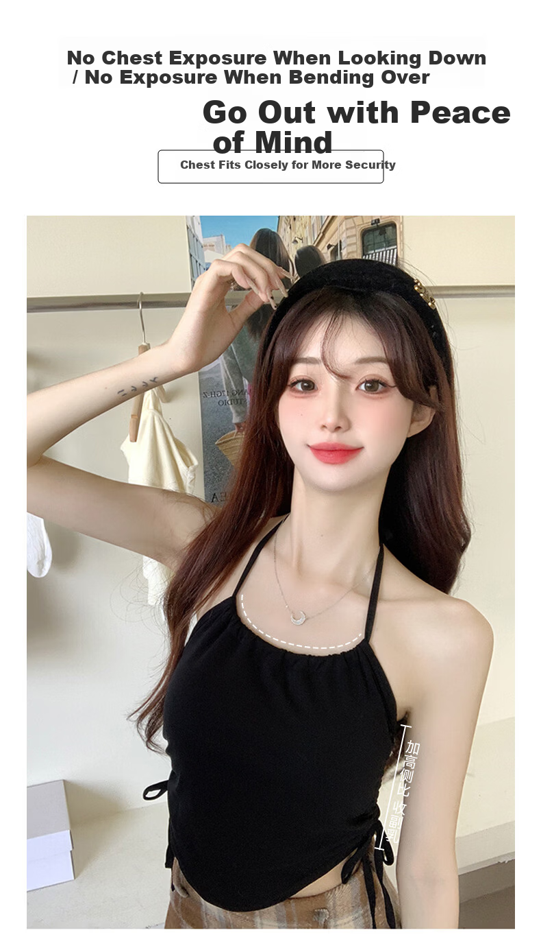 Modal Halter Neck Camisole Women's Simple Fashion Backless Bra Slim Fit Top with Chest Pad 2