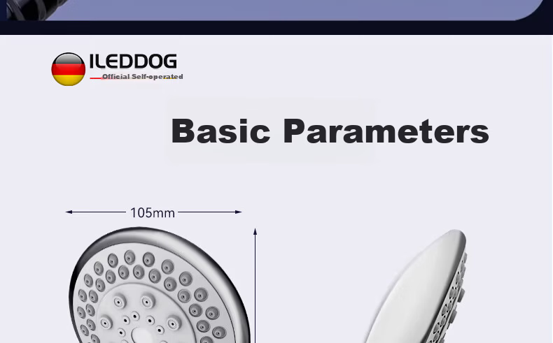 ILeddog [Germany] High-Pressure Shower Head Multi-Function Handheld Shower Set DJ119 13