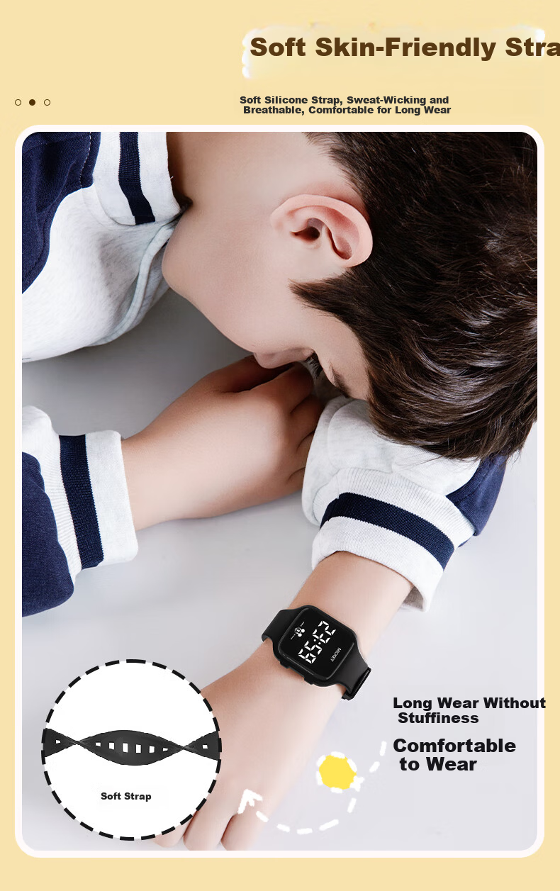 Disney Mickey Kids Sports Watch Student Luminous Waterproof Silent Vibration Alarm Clock Electronic Watch for Boys and Girls Middle and High School 9