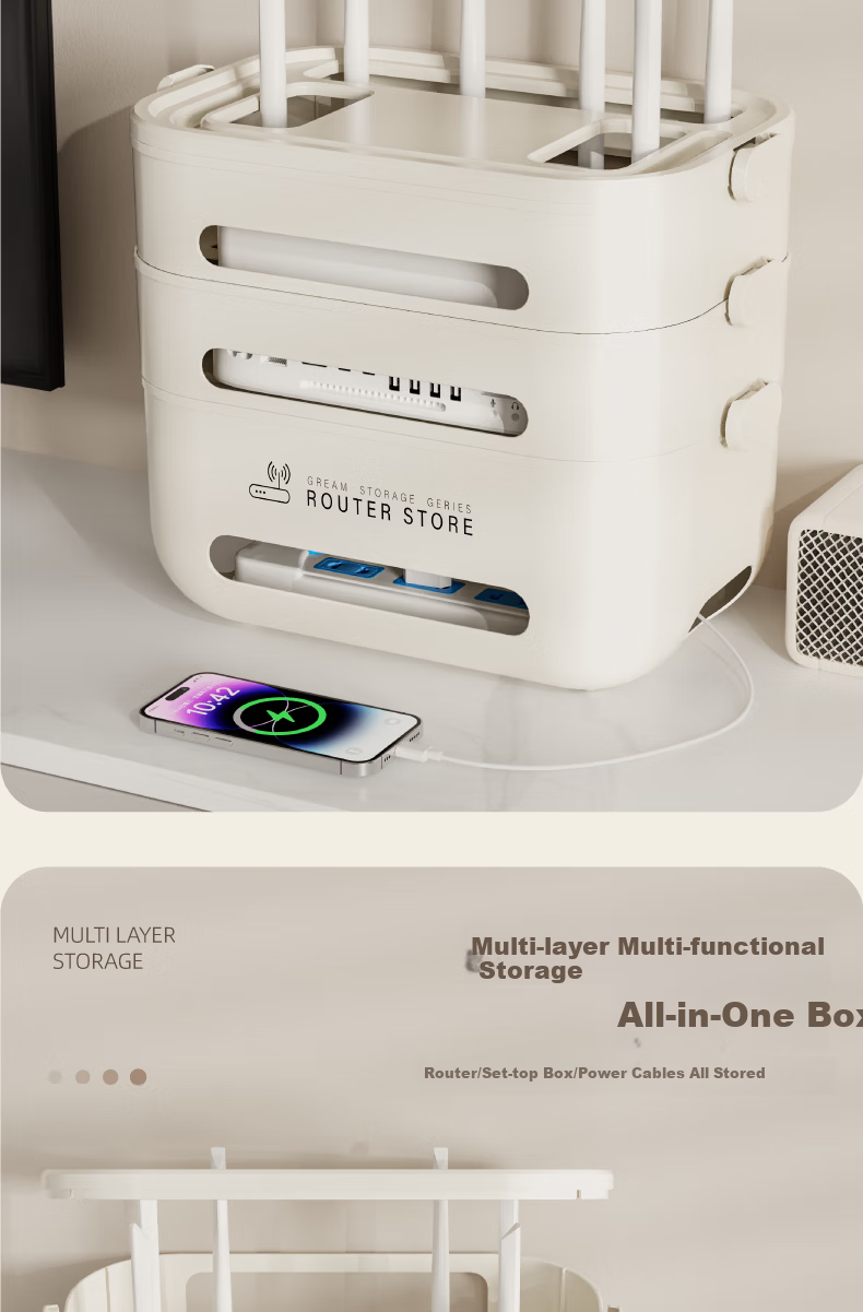 OLA XIANG WiFi Router Storage Box Stand TV Set-Top Box Hidden Organizer Socket Broadband Cable Management Tool 6