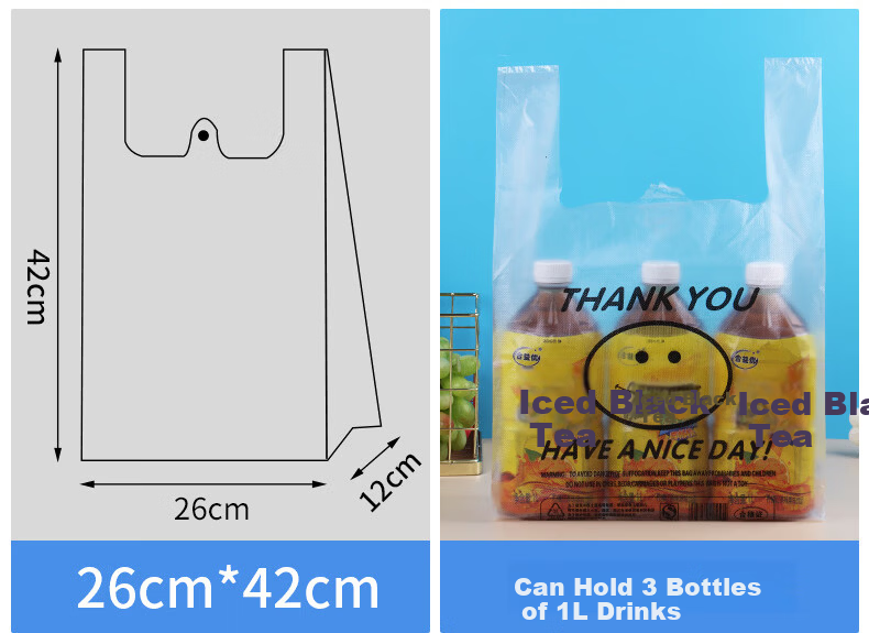 LAUTEE YM045 White Thickened Plastic Bags Handheld Transparent Vest Garbage Bags Double-Sided 2.4 Mil 20x31cm 200pcs Pack 4