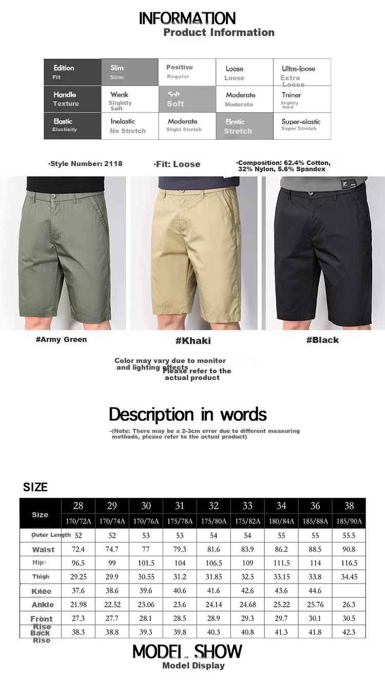 Hodo Men's Summer Fashion Simple Cotton Comfortable Breathable Versatile Five-Point Sports Work Shorts 9