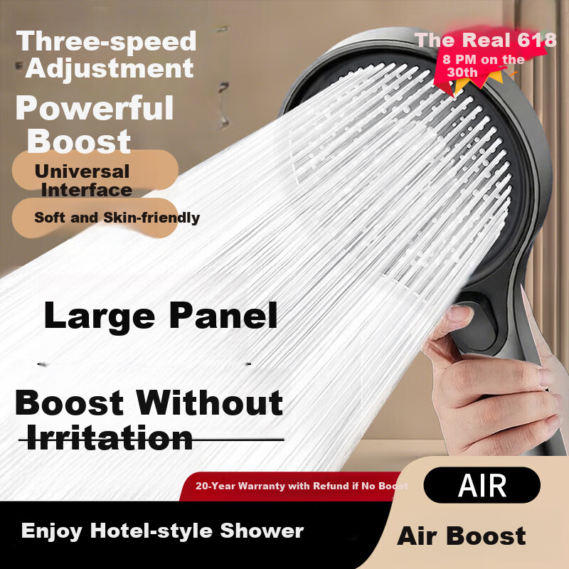 BOONEN High-Pressure Shower Head Large Panel Powerful Water Flow Bathroom Shower Heater Rainfall Showerhead