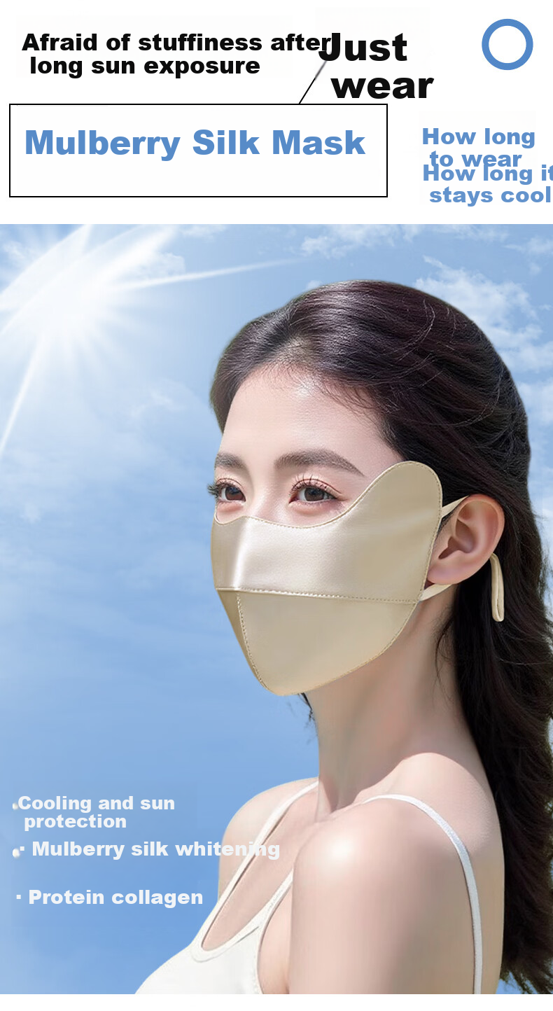 FitonTon Sunscreen Face Mask for Women 100% Mulberry Silk Summer Face Protection Sunshade UV Protection Cycling Mask 2