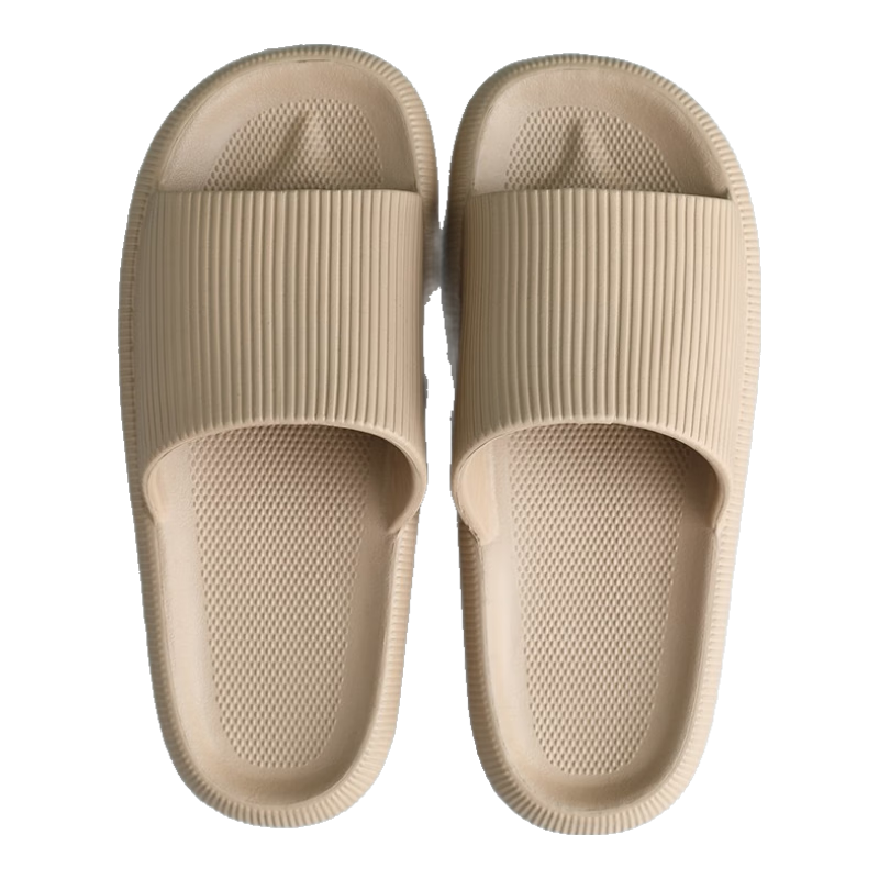 GUOLUOFEI Squishy Slippers for Men, Summer Thick-Soled Home Indoor Bathroom Shower Large Size Sandals, Khaki, Size 44-45
