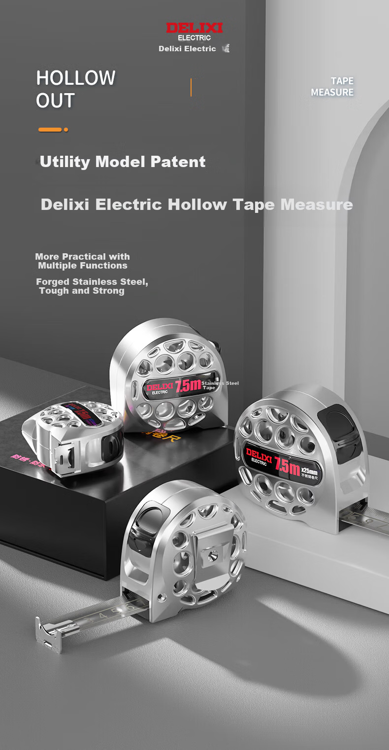 DELIXI 5m Steel Tape Measure Household Stainless Steel High Precision Thickened Hardened Measuring Tape 1