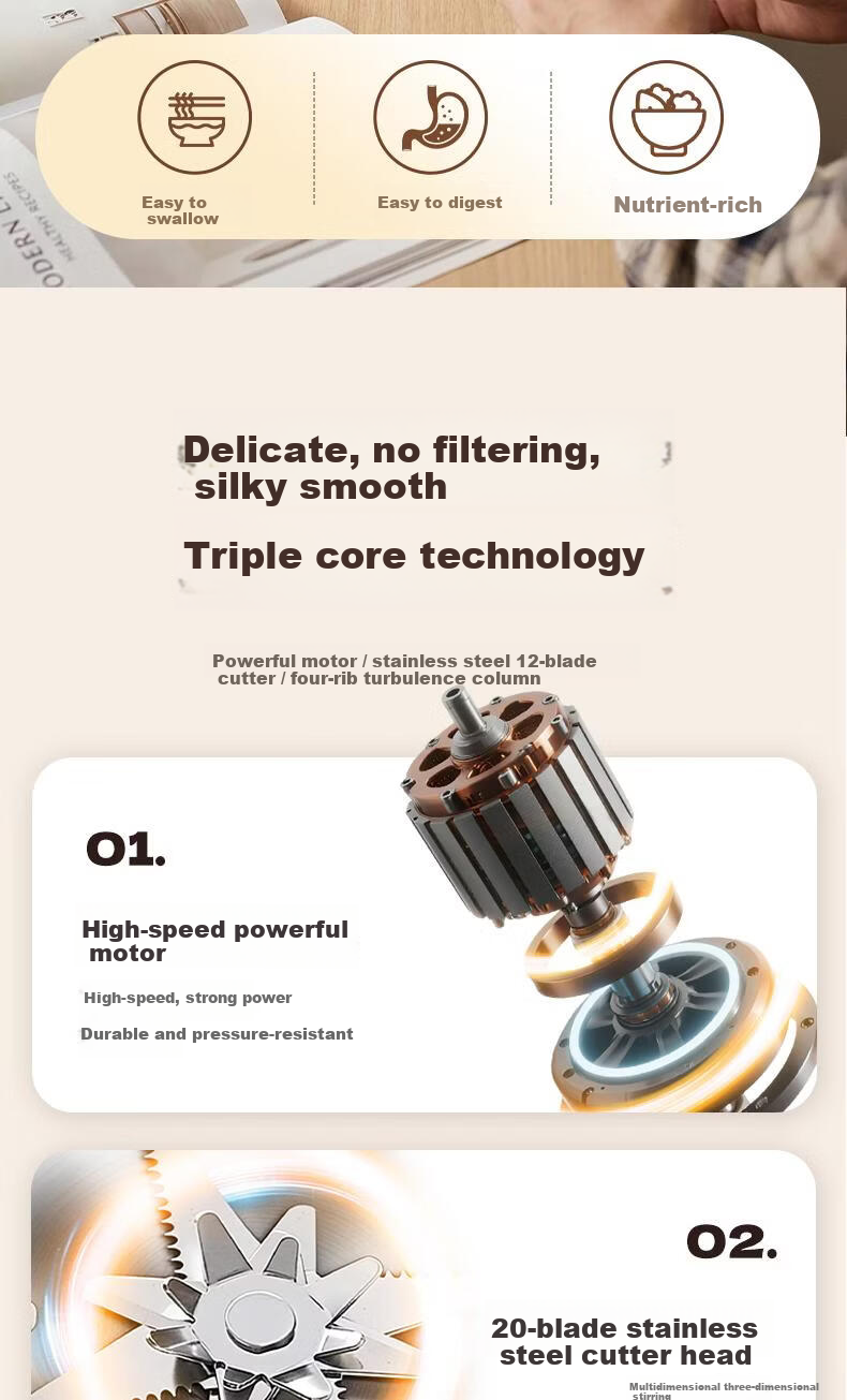 Malata Upgraded Blender Soy Milk Maker Quiet Noise Reduction Multifunctional Home Voice Broadcast Fully Automatic No Cooking No Filtering Whole Grain Large Capacity 2L 6