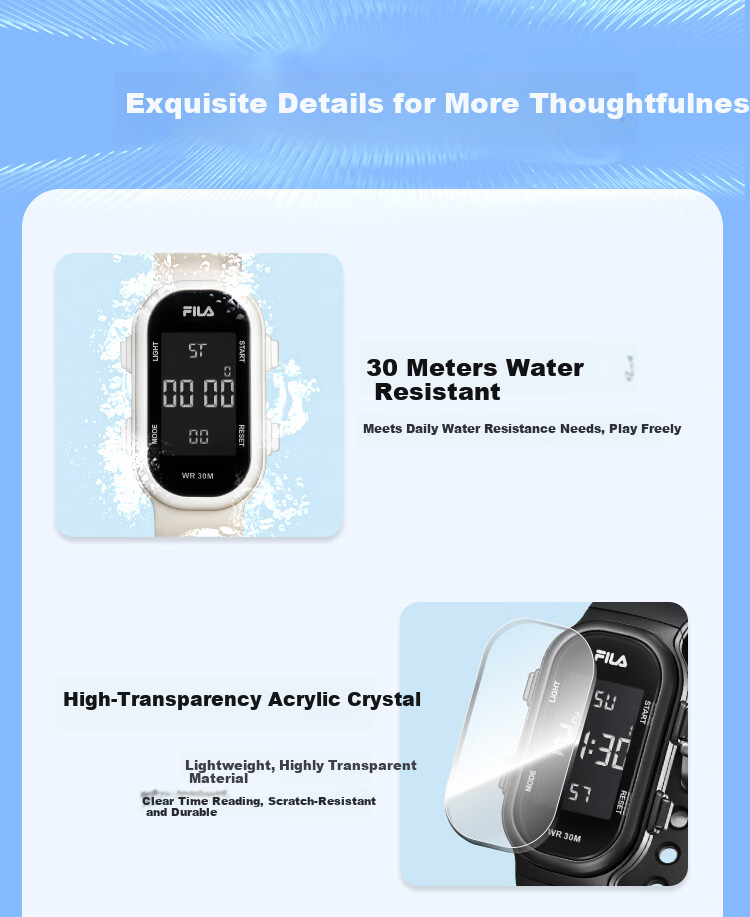 FILA Digital Watch for Men and Women, Student Watch for Middle and High School Students, Birthday Gift, Children's Electronic Wristband 6902-004 6