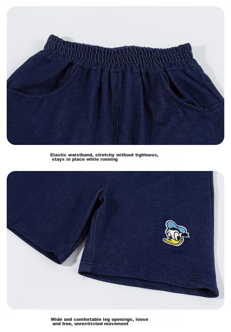 Disney Boys Comfortable Trendy Short Sleeve and Shorts Set Summer New Two-Piece Purple Size 90 16