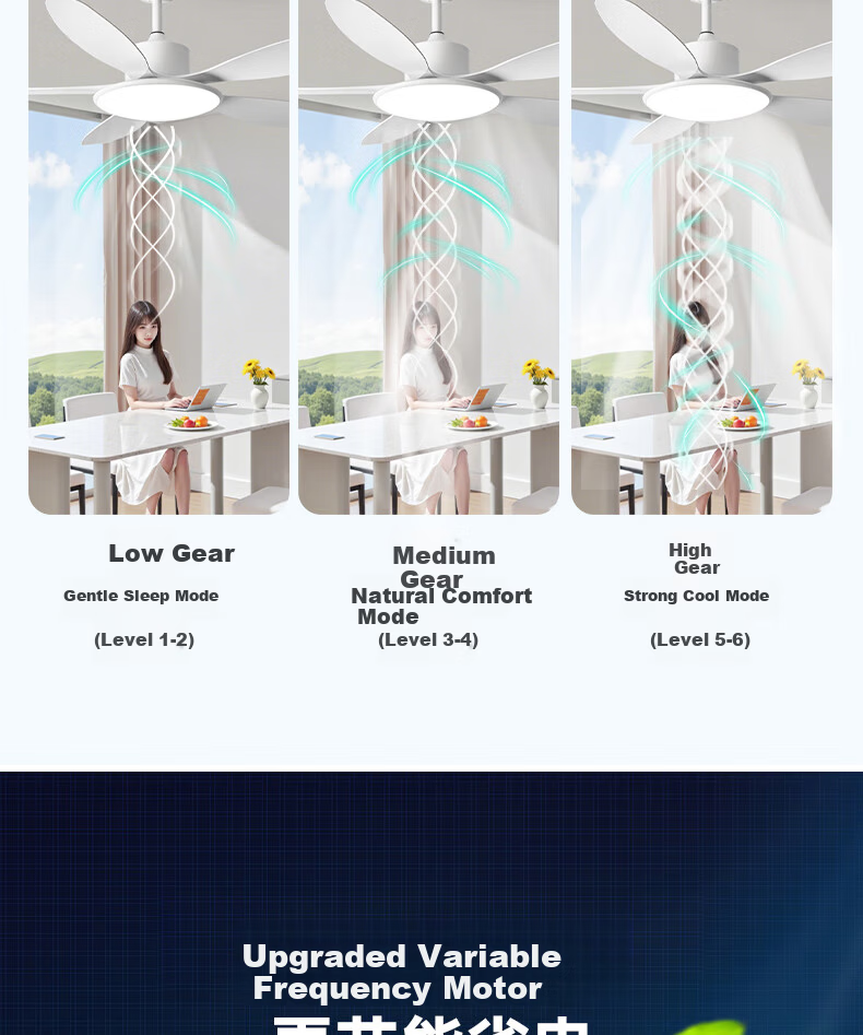 Airmate [With Installation] Ultra-thin Ceiling Fan Light Integrated Home Living Room High Wind Speed Fan Light Dining Room Ceiling Fan Bedroom 10