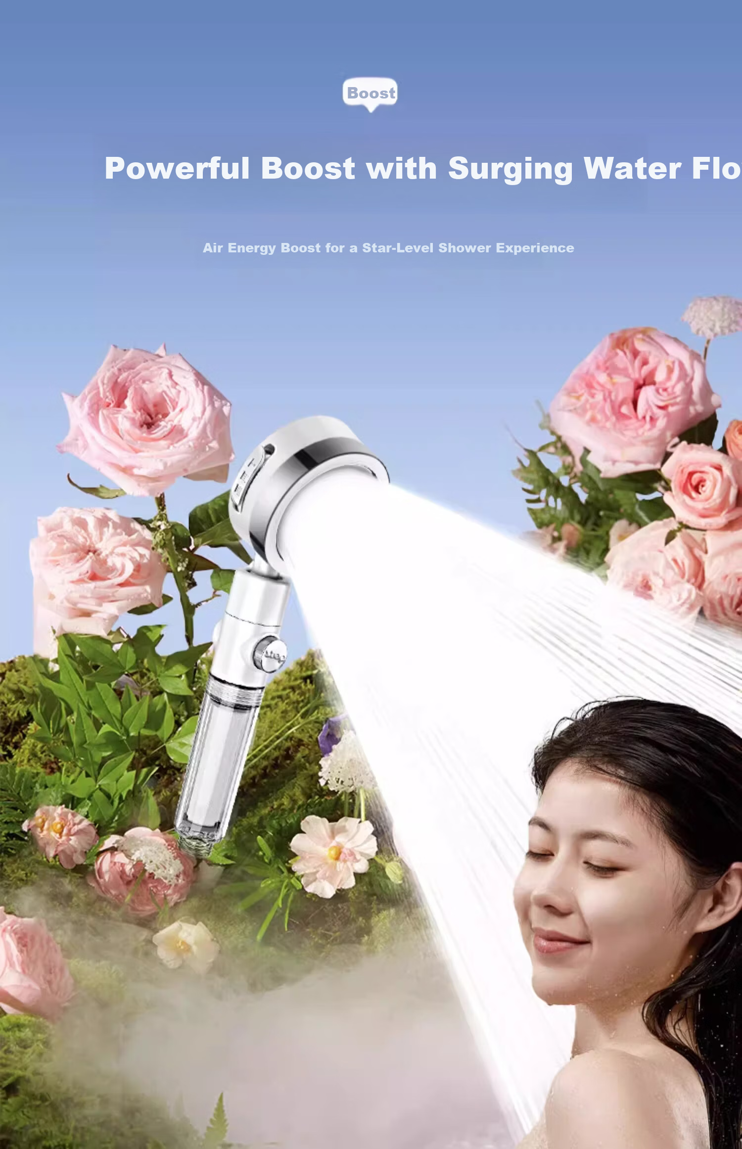 MUGE High-Pressure Filtered Shower Head with Chlorine Removal and Replaceable Filter Cartridge, Powerful Water Flow Handheld Showerhead 3