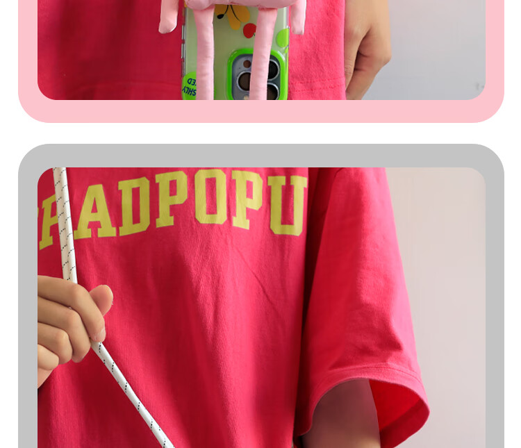 ESCASE Phone Lanyard Strap, Neck Strap, Crossbody Bag, Outdoor Detachable Shoulder Strap, Hiking, Fluffy Cartoon Style Pendant, Anti-Loss, Cute Robot Design, Exquisite White MPS-P15Pro 3