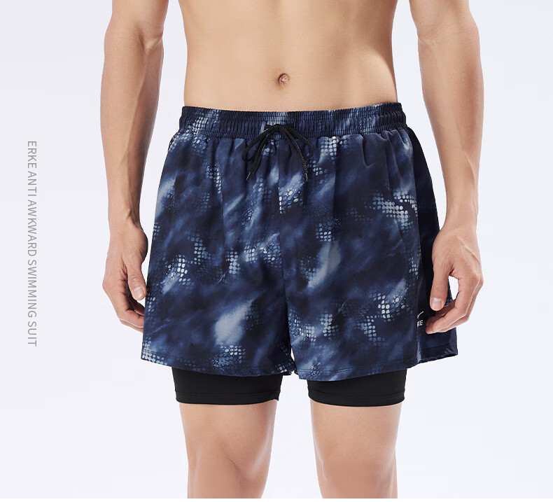 ERKE Men's Double-Layer Quick-Dry Loose Fit Swim Trunks Beach Shorts for Vacation and Hot Springs Swimming Gear 2