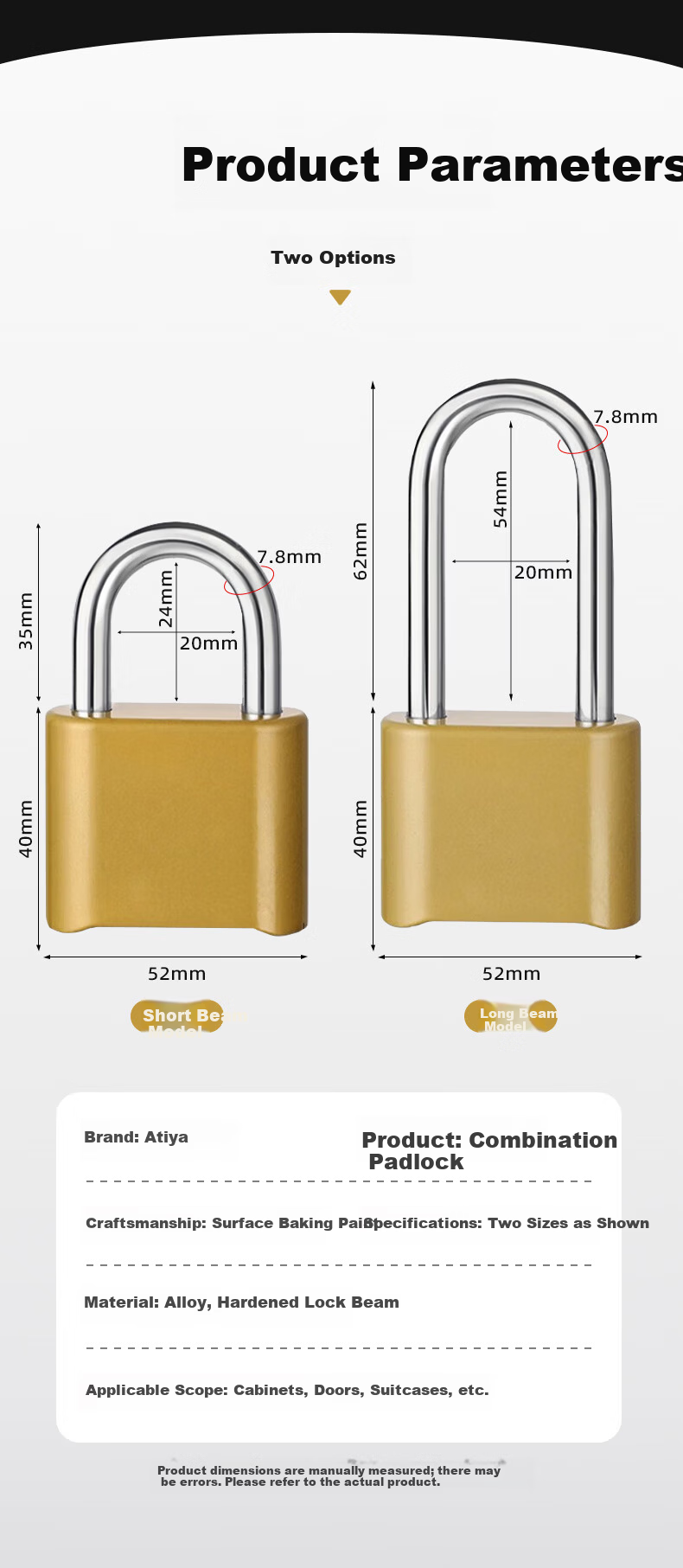 Artiya Combination Padlock 4-Digit Password Luggage Lock Toolbox Lock Student Dorm Gym Locker Door Lock 6