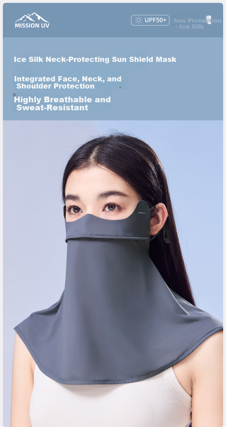 MISSION UV Ice Silk Sunscreen Face Mask for Women Summer UV Protection Sunshade Neck Guard Breathable Full Face Sun Protection Mask for Driving and Cycling 1