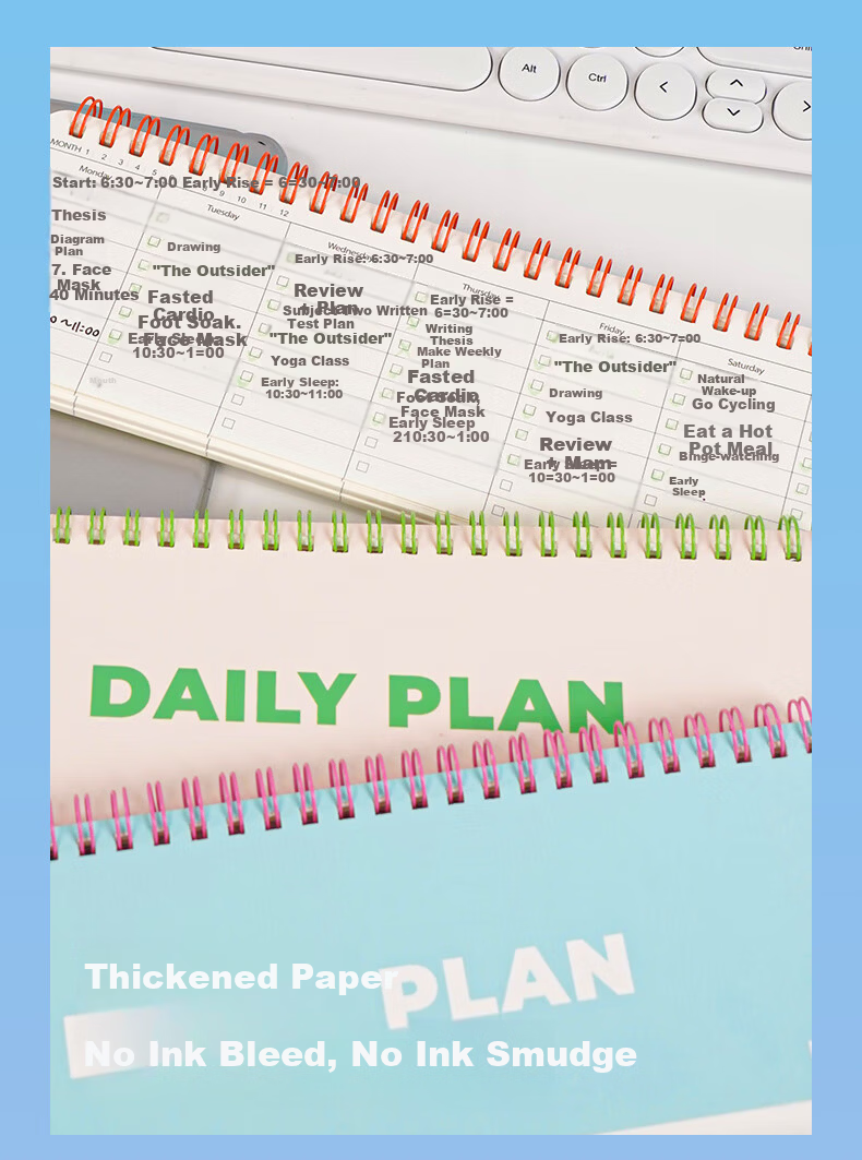 BEIFA Daily Desktop Planner High-Quality Office Study Planner Self-Discipline Check-In Schedule Baguette Weekly Planner Cream Apricot - Blank [Back to School Essential] 3