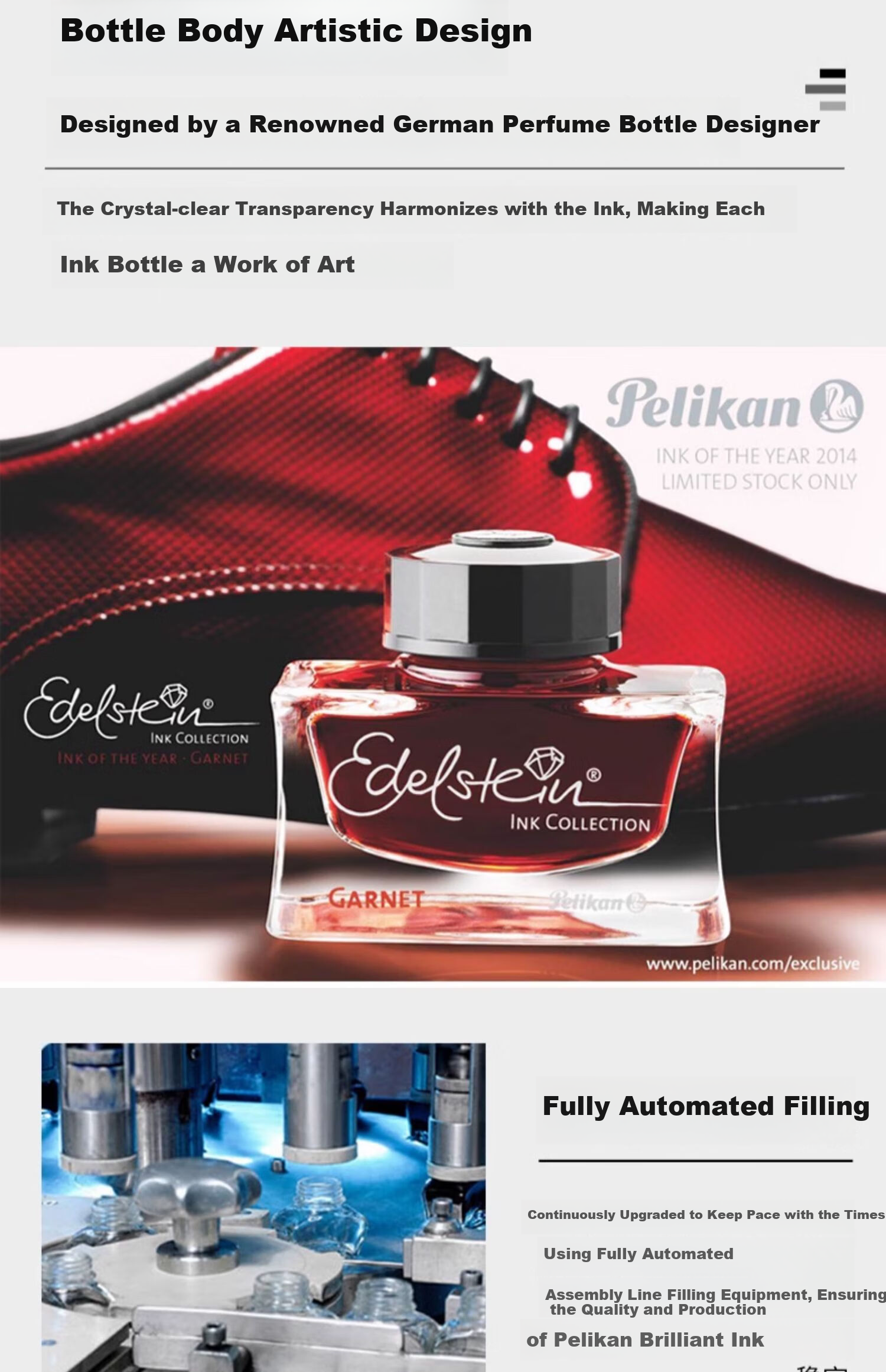 Pelikan Edelstein Ink 50ml Large Bottle Natural Mineral Non-Carbon Fountain Pen Ink Agate Black 12