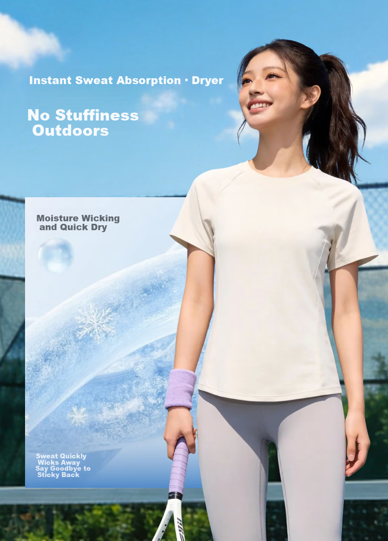 JD FASHION JD Self-Operated Women's Lightweight Breathable Quick-Dry Slimming Functional Crew Neck Short Sleeve T-Shirt 5