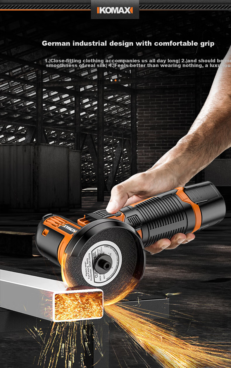 KOMAX Mini Angle Grinder Cordless Lithium Battery Polisher Multifunctional Small Rechargeable Hand Grinder Cutting Machine 18
