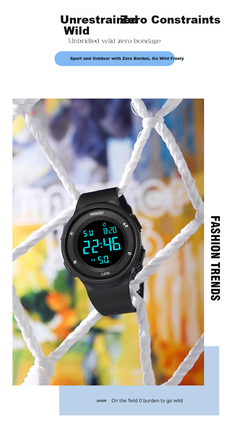 MINISO Sports Waterproof Digital Watch for Kids Teens Alarm Clock Genius Children Timepiece Gift 16