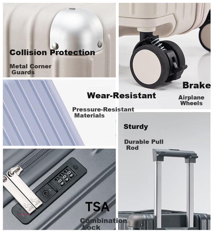 OIWAS 20-inch Carry-on Luggage High-Quality Durable New Trolley Travel Suitcase with Password Lock Oatmeal Color 2