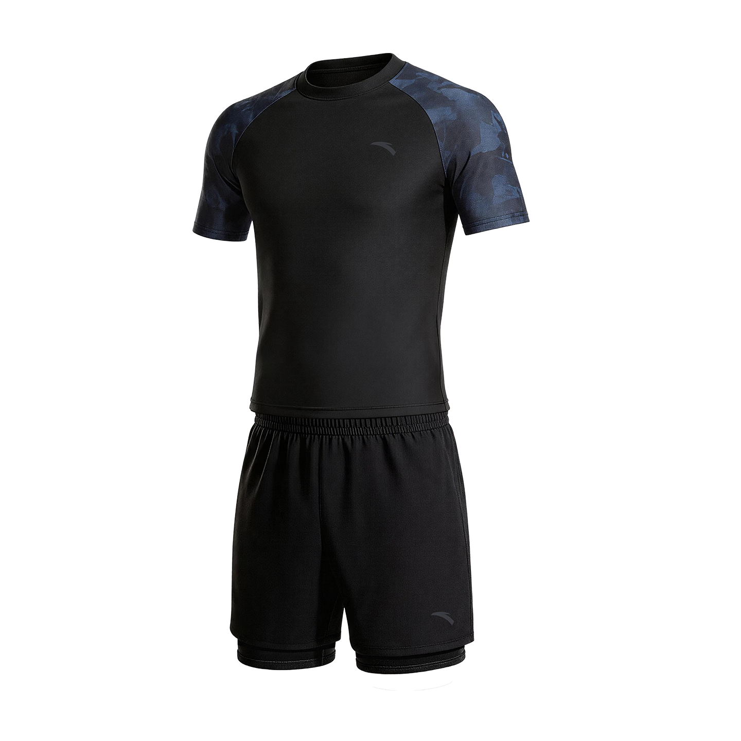 ANTA Men's Swim Shirt Sunscreen Quick-Dry Breathable Comfortable Chlorine-Resistant Black L