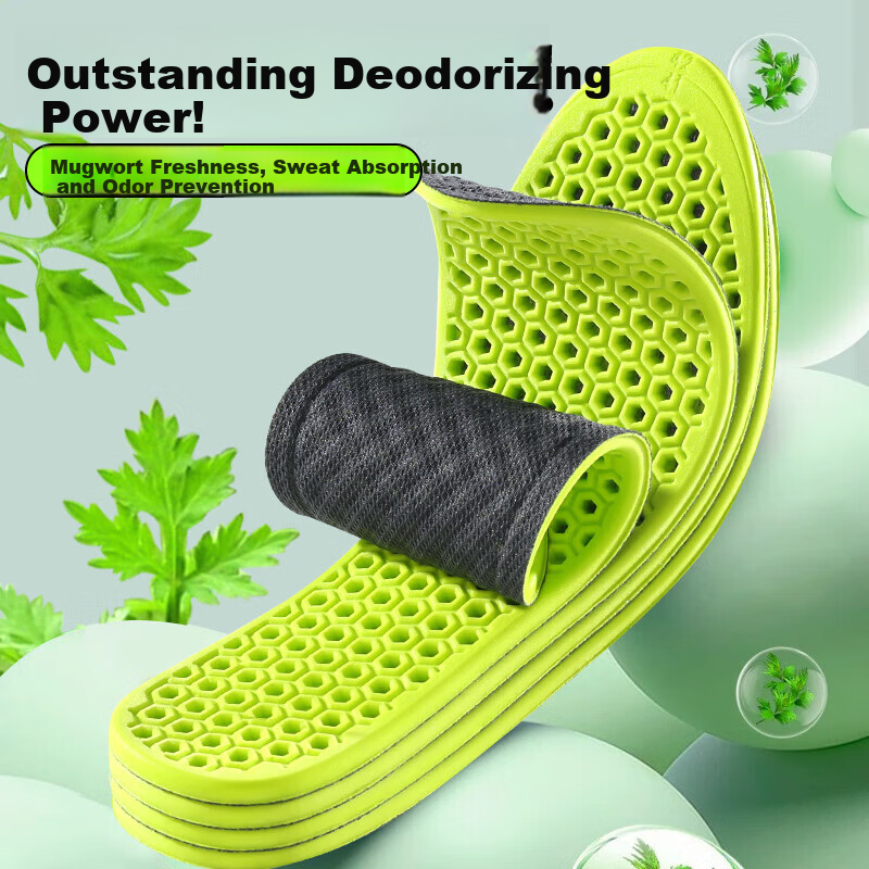 3AnGnI Men's Sports Insoles Sweat-Absorbing Odor-Resistant Breathable Antibacterial Soft Cushioned Insoles for Long Standing Comfort