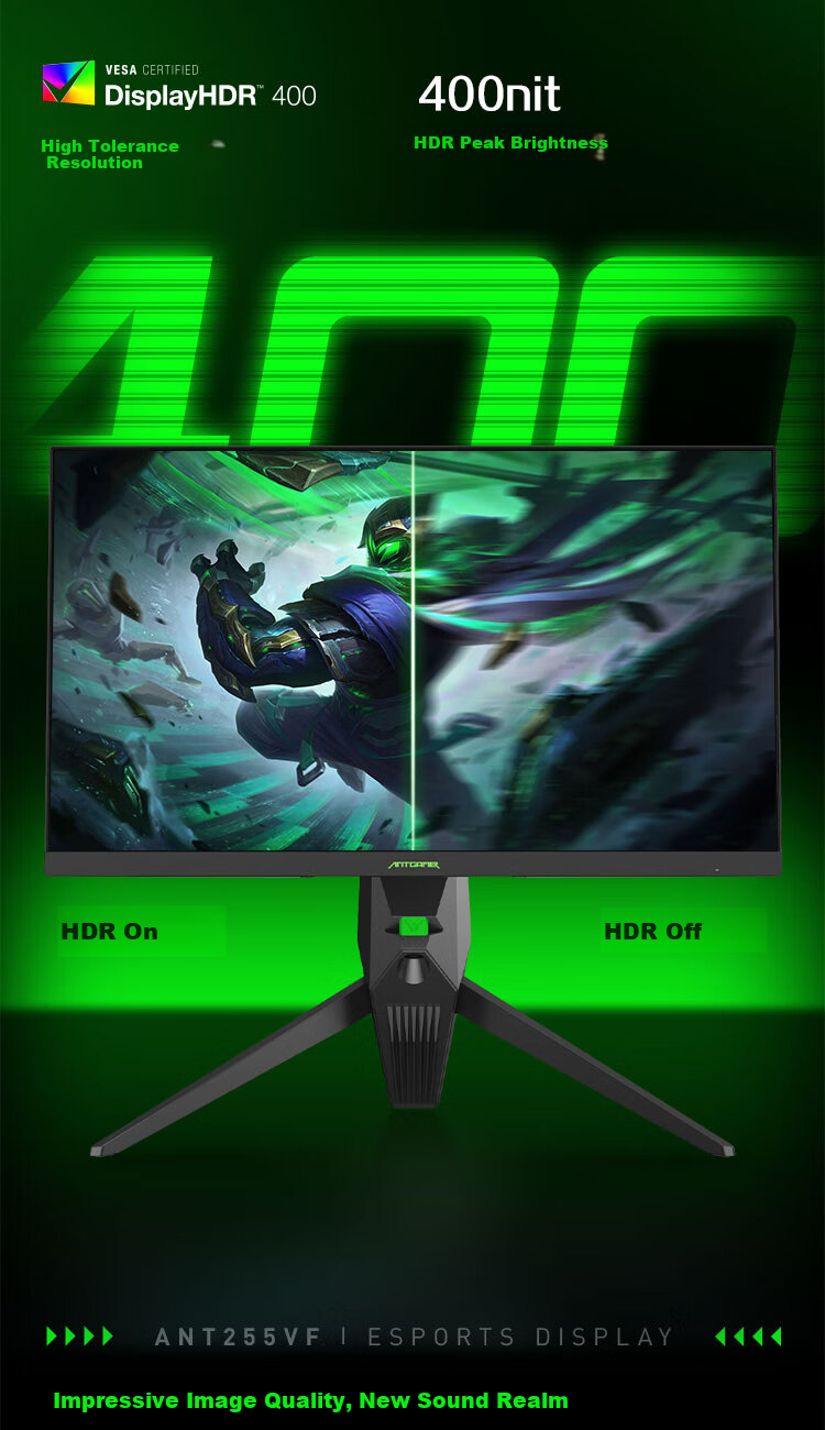 ANTGAMER Ant Esports 24.1-inch 540Hz E-TN Panel Monitor GTG 0.5ms Response Ultra High Refresh HDR400 Fearless Contract Professional Monitor ANT255VF 4