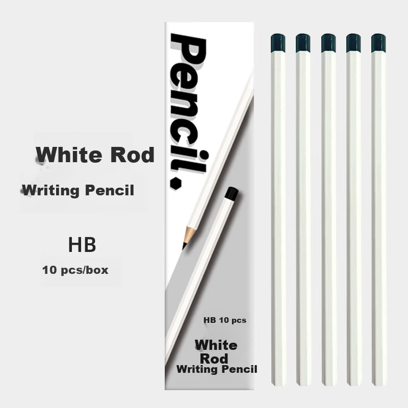 Jufu Stationery HB Pencil 10-Pack Premium White Wooden Pencils for Students Exam Marking Writing Art Sketching Drawing Wooden Pencils Children's Day Gift