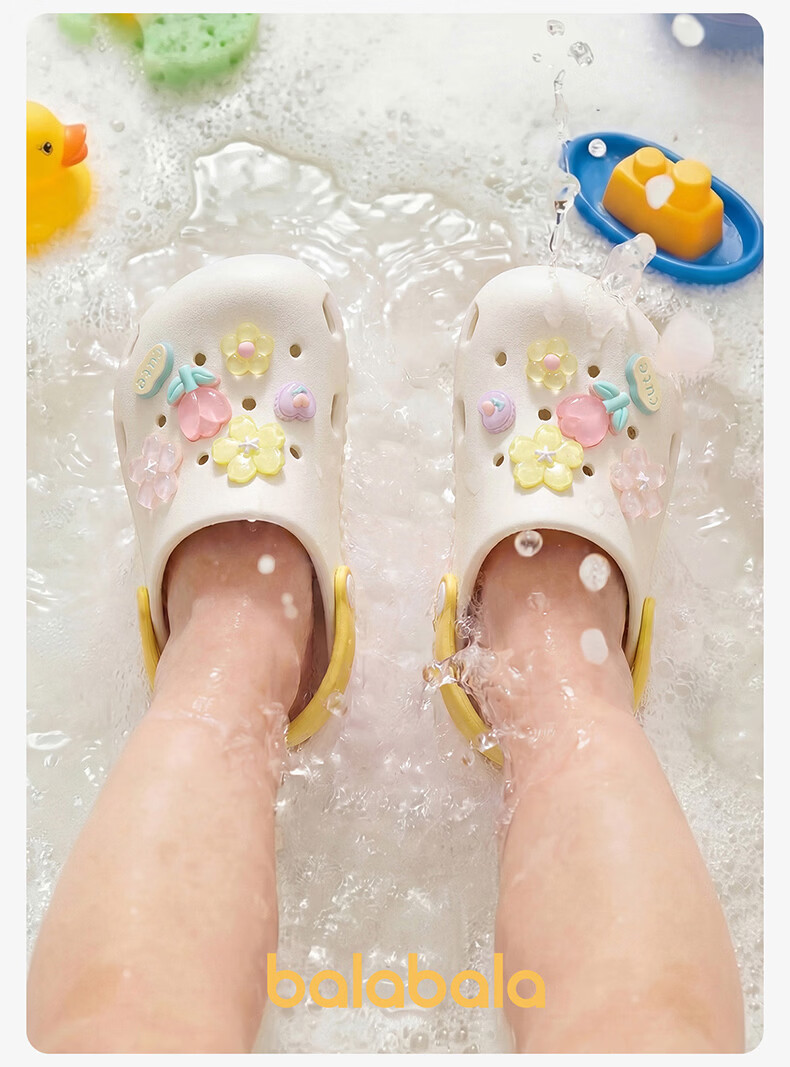Balabala Kids Summer Flower Hole Sandals Breathable Outdoor Beach Girls Slippers for Toddlers and Older Children 18
